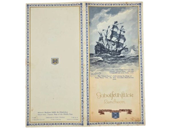 Original WW2 German Document - HAPAG Hamburg-Amerika Linie, MS Milwaukee, menu card (1936)