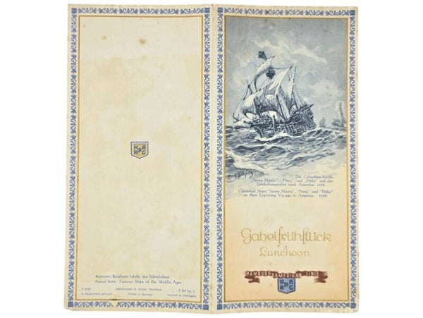 Original WW2 German Document - HAPAG Hamburg-Amerika Linie, MS Milwaukee, menu card (1936)