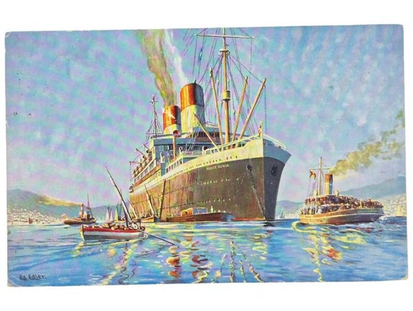 Original German Postcard - HSDG Hamburg-Süd, SS Monte Olivia ship (1937)