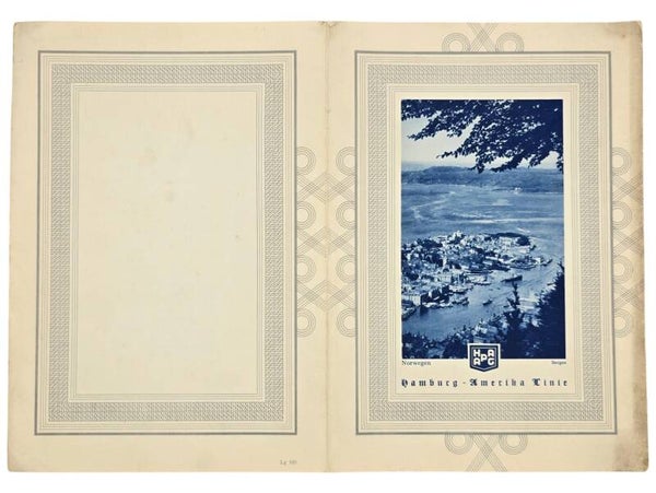 Original WW2 German KDF Document - NS Gemeinschaft Kraft Durch Freude, HAPAG, MS St. Louis, menu card (1938)
