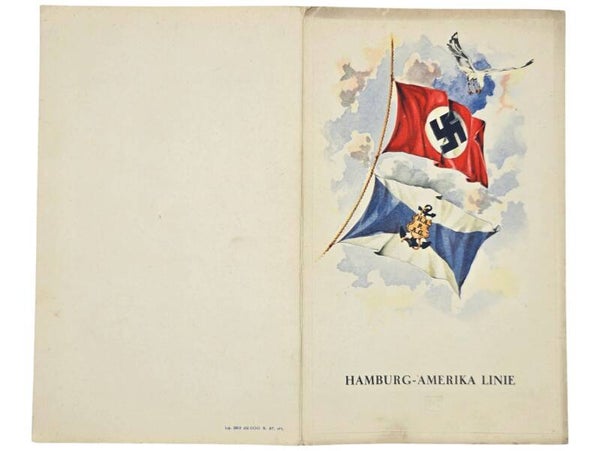 Original WW2 German KDF Document - NS Gemeinschaft Kraft Durch Freude, HAPAG, MS St. Louis, menu card (1938)