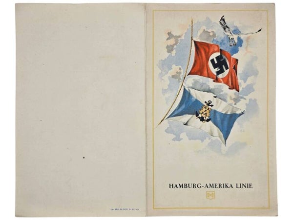 Original WW2 German KDF Document - NS Gemeinschaft Kraft Durch Freude, HAPAG, MS St. Louis, menu card (1937)