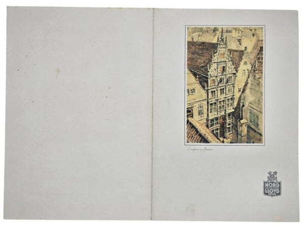Original WW2 German KDF Document - NS Gemeinschaft Kraft durch Freude, Norddeutscher Lloyd Bremen, SS Stuttgart, menu card (1934)