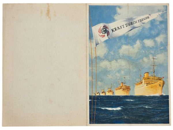 Original WW2 German KDF Document - NS Gemeinschaft Kraft durch Freude, Norddeutscher Lloyd Bremen, SS Stuttgart, menu card (1939)