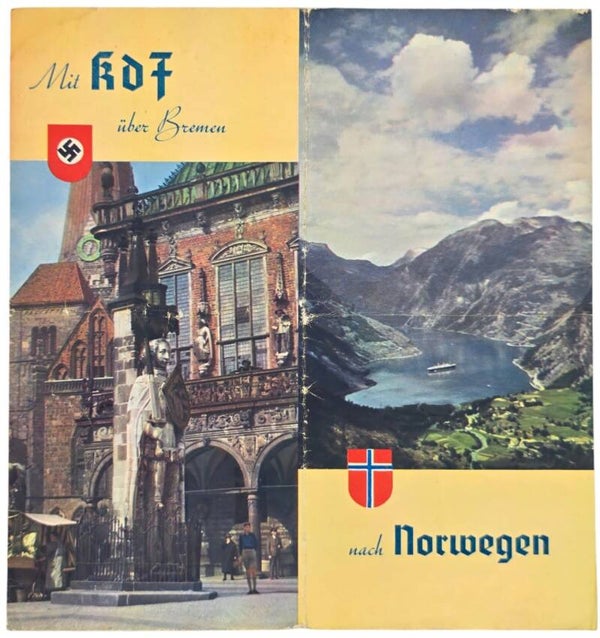 Original WW2 German KDF Document - NS Gemeinschaft Kraft durch Freude, Norddeutscher Lloyd Bremen, SS Stuttgart, advertisement folder, Norway (1939)