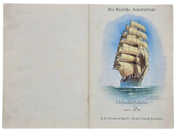 Original WW2 German KDF Document - NS Gemeinschaft Kraft durch Freude, Norddeutscher Lloyd Bremen, SS Stuttgart, menu card (1939)