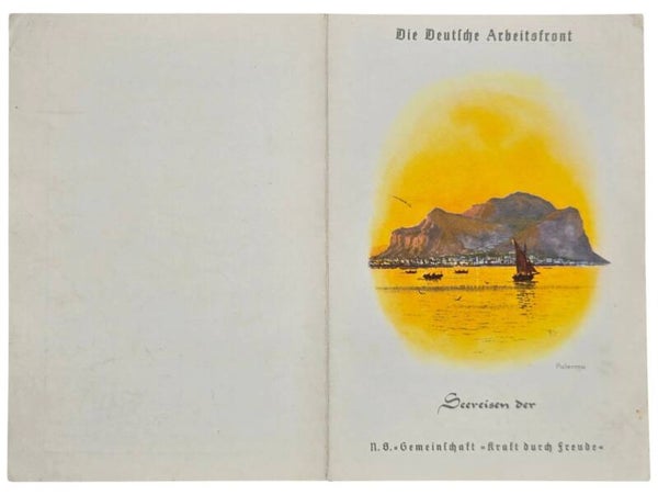 Original WW2 German KDF Document - NS Gemeinschaft Kraft durch Freude, Norddeutscher Lloyd Bremen, SS Stuttgart, menu card, Palermo (1939)