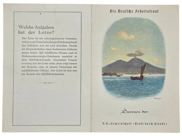 Original WW2 German KDF Document - NS Gemeinschaft Kraft durch Freude, Norddeutscher Lloyd Bremen, SS Stuttgart, menu card, Napels (1939)