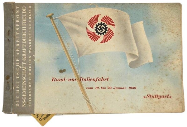 Original WW2 German KDF Document - NS Gemeinschaft Kraft durch Freude, Norddeutscher Lloyd Bremen, SS Stuttgart, Ticket folder Italy (1939)