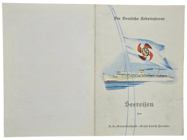 Original WW2 German KDF Document - NS Gemeinschaft Kraft durch Freude, Norddeutscher Lloyd Bremen, SS Stuttgart, menu card (1939)