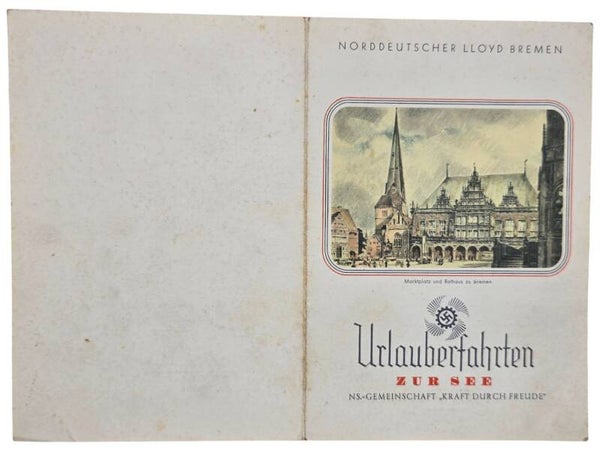Original WW2 German KDF Document - NS Gemeinschaft Kraft durch Freude, Norddeutscher Lloyd Bremen, SS Stuttgart, menu card (1937)