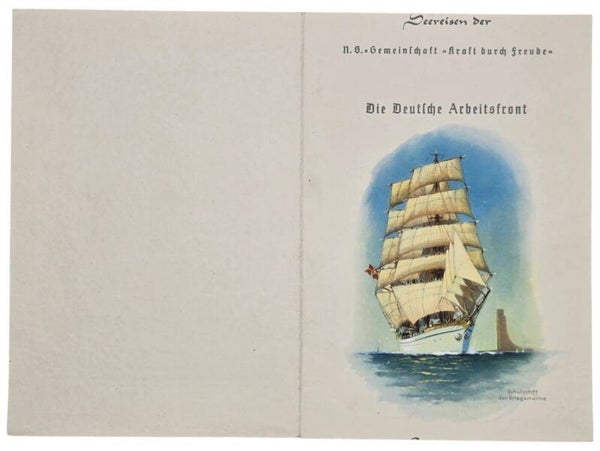 Original WW2 German KDF Document - NS Gemeinschaft Kraft durch Freude, HSDG, MS Wilhelm Gustloff, menu card, Marine-Ehrenmal Laboe (1939)