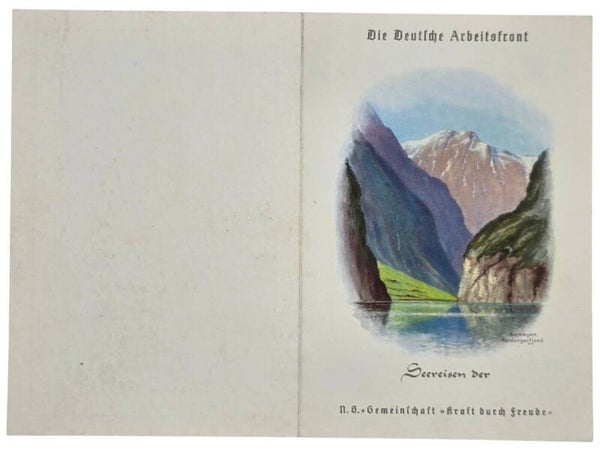 Original WW2 German KDF Document - NS Gemeinschaft Kraft durch Freude, HSDG, MS Wilhelm Gustloff, menu card, Norway (1939)