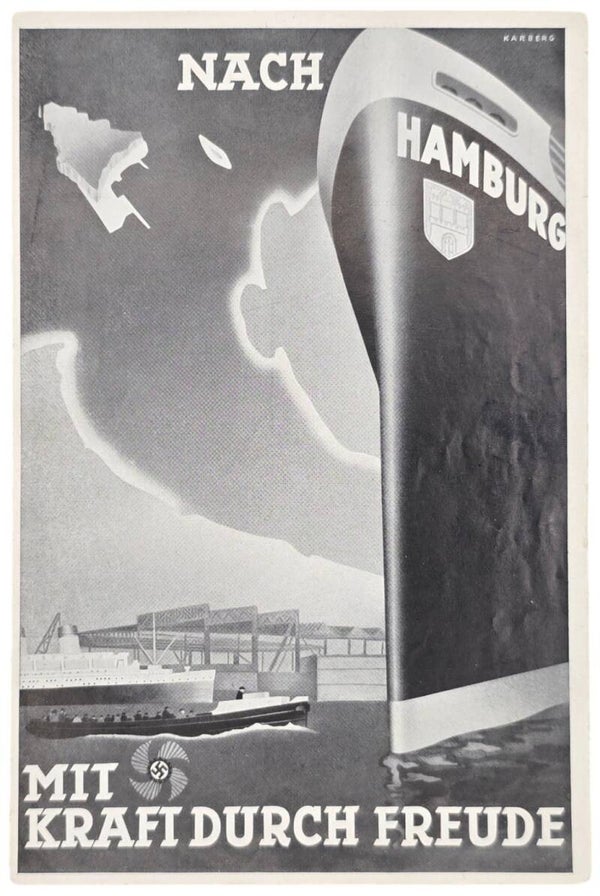 Original WW2 German KDF Document - NS Gemeinschaft Kraft durch Freude, HSDG, MS Wilhelm Gustloff, nach Hamburg mit KDF (1938)
