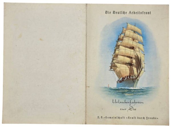 Original WW2 German KDF Document - NS Gemeinschaft Kraft durch Freude, HSDG, MS Wilhelm Gustloff, menu card (1938)