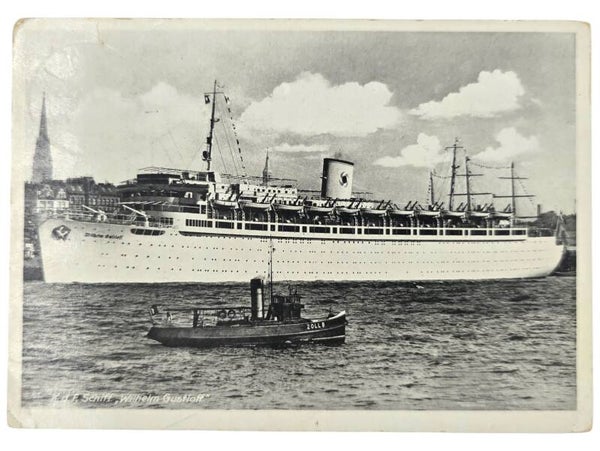 Original WW2 German KDF Postcard - NS Gemeinschaft Kraft durch Freude, HSDG, MS Wilhelm Gustloff ship (1939)