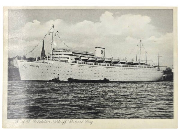 Original WW2 German KDF Postcard - NS Gemeinschaft Kraft durch Freude, HAPAG, MS Robert Ley ship (1939)