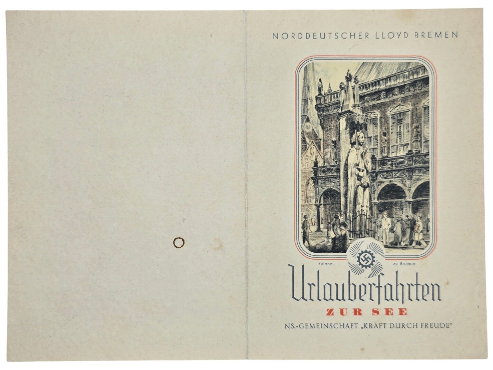 Original WW2 German KDF Document - NS Gemeinschaft Kraft durch Freude, Norddeutscher Lloyd Bremen, SS Sierra Cordoba, menu card (1936)