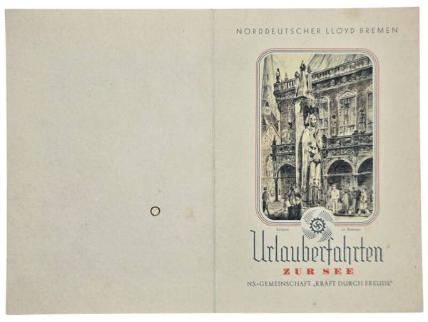 Original WW2 German KDF Document - NS Gemeinschaft Kraft durch Freude, Norddeutscher Lloyd Bremen, SS Sierra Cordoba, menu card (1936)
