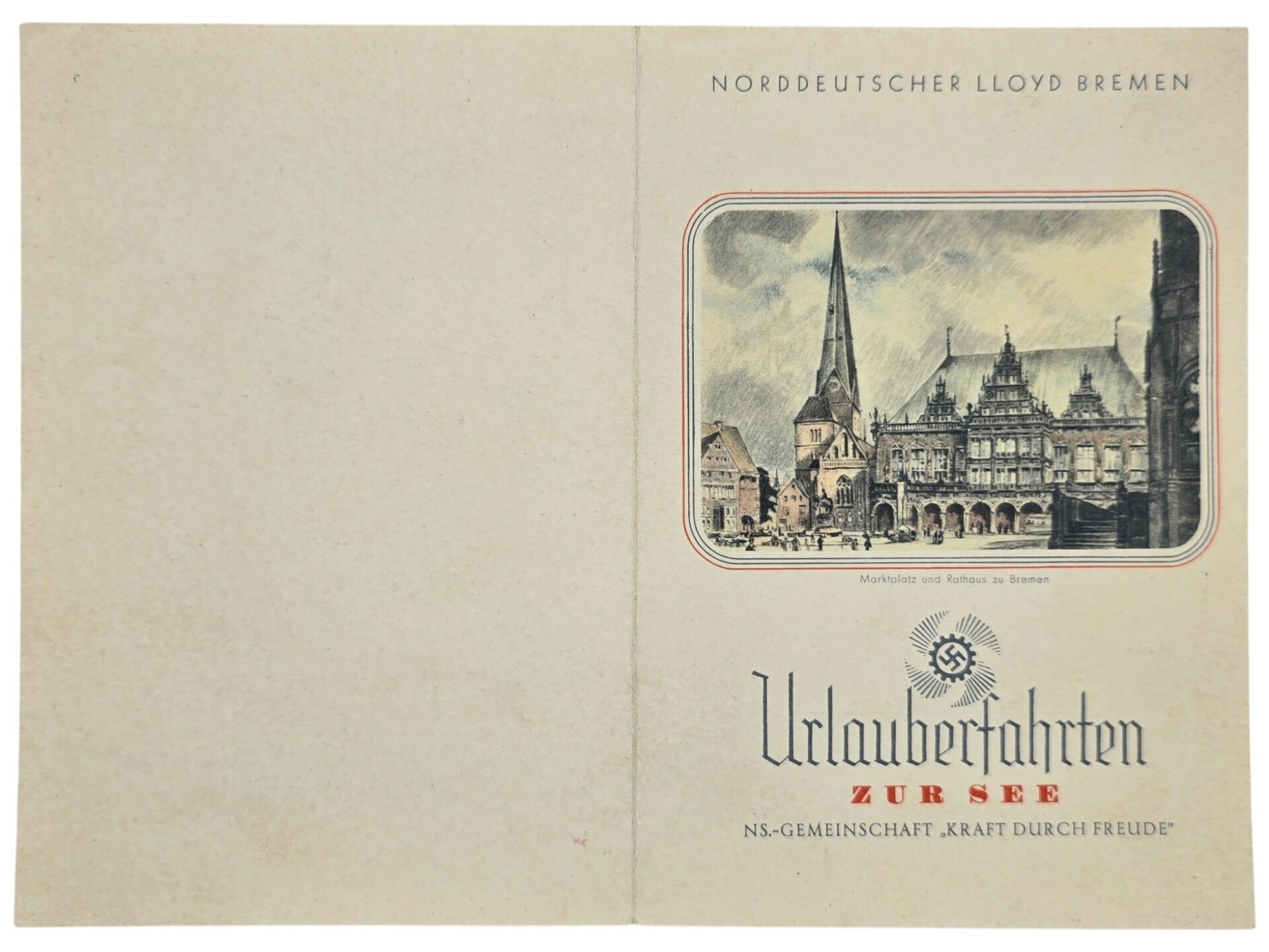 Original WW2 German KDF Document - NS Gemeinschaft Kraft durch Freude, Norddeutscher Lloyd Bremen, SS Sierra Cordoba, menu card (1936)