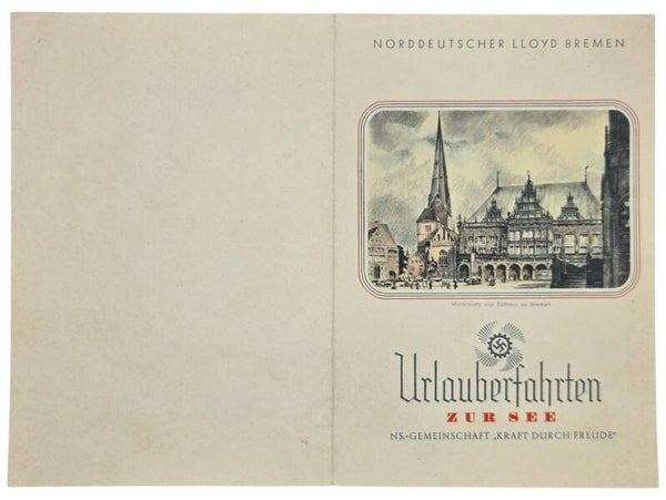 Original WW2 German KDF Document - NS Gemeinschaft Kraft durch Freude, Norddeutscher Lloyd Bremen, SS Sierra Cordoba, menu card (1936)