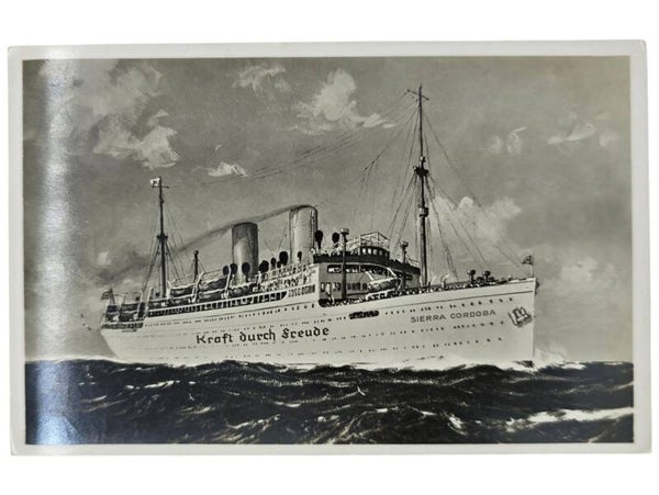 Original WW2 German KDF Postcard - NS Gemeinschaft Kraft durch Freude, Norddeutscher Lloyd Bremen, SS Sierra Cordoba ship (1937)
