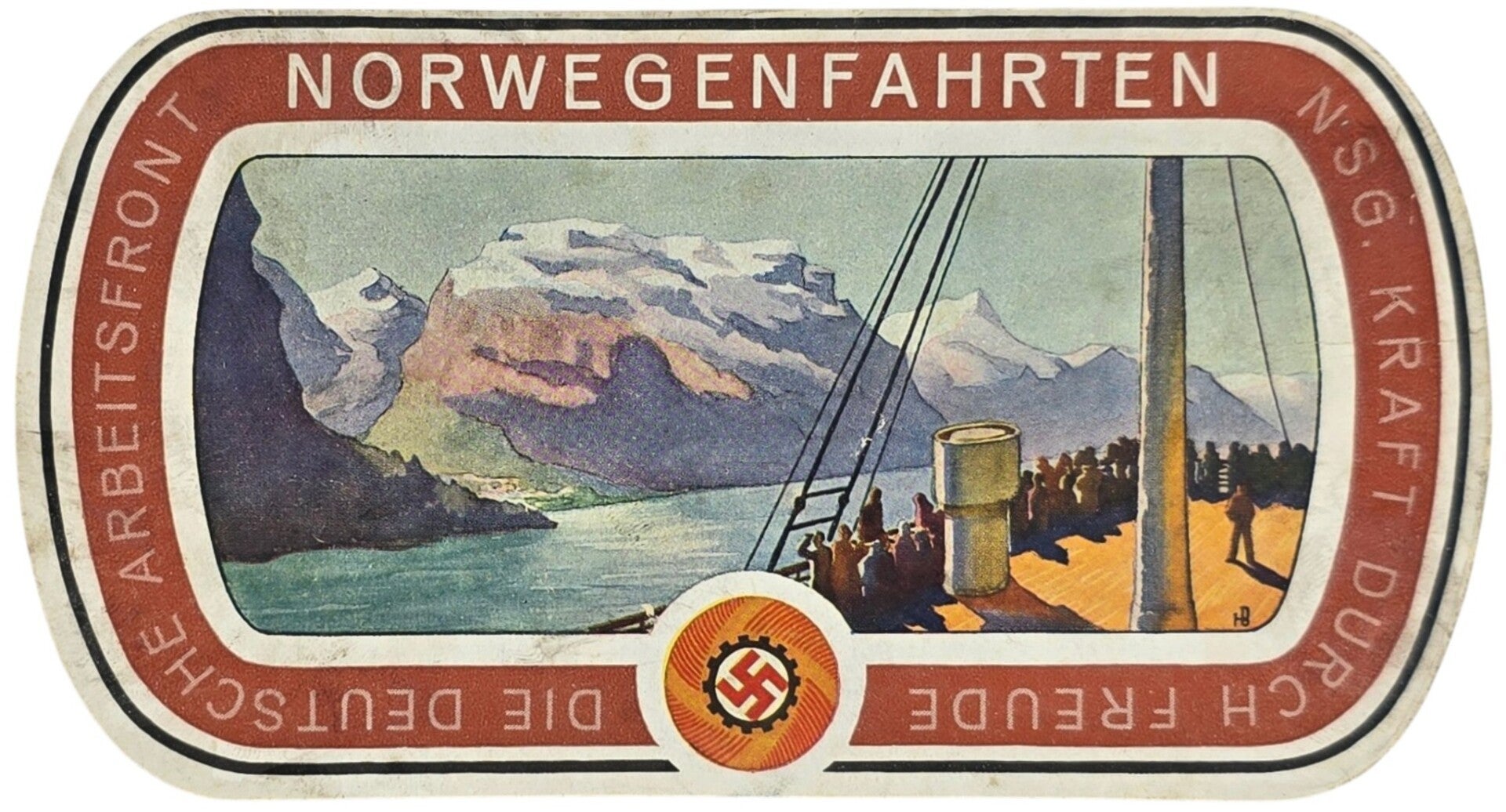 Original WW2 German KDF Document - NS Gemeinschaft Kraft durch Freude, suitcase label Norway