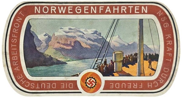 Original WW2 German KDF Document - NS Gemeinschaft Kraft durch Freude, suitcase label Norway