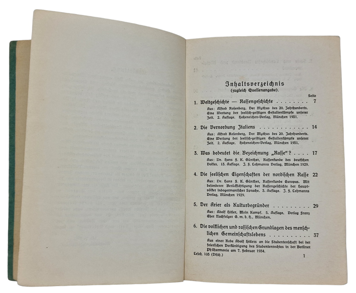 Bok Rasse Original WW2 German Book - Rasse und Volksstum, Oberstudiendirektor Dr ...