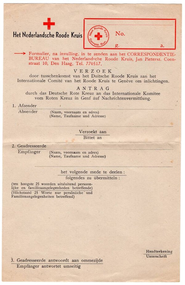 Unused letter from the Dutch Red Cross.