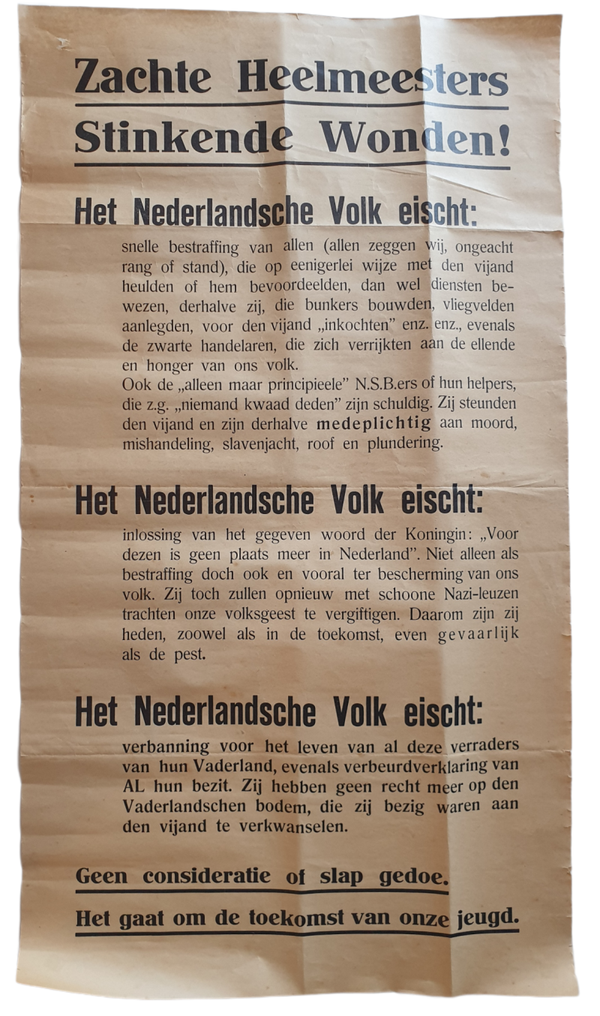 Poster ''zachte heelmeesters stinkende wonden''