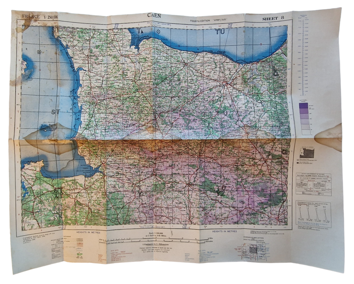 Original WW2 British Map - Caen, Normandy, France, D-Day Operation ...