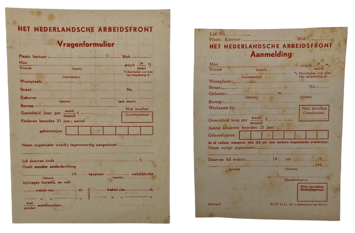 Original WW2 Dutch Collaboration Document - NAF Nederlandsche ...