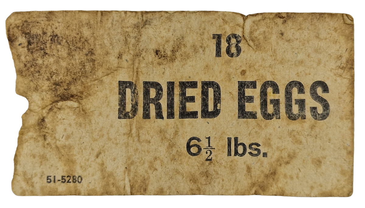 Original WW2 Dutch Document - Fooddroppings Food label ''18 Dried Eggs ...