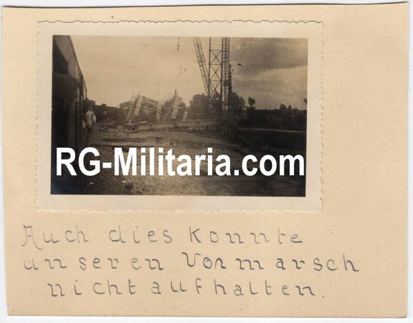 Original WW2 German Photo - Destroyed bridge at the Aisne, France, May (1940)