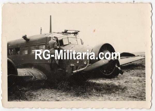 Original WW2 German Photo - Crashed Junkers JU 52 in Holland, May (1940)