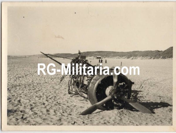 Original WW2 German Photo - Crashed Dutch LVA Fokker D21 '215' at Kijkduin, Scheveningen, The Hague, Holland May (1940)