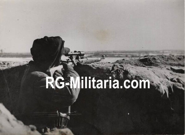 Original WW2 German Press Photo - German sniper Scharfschütze on the front