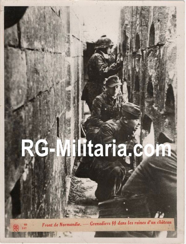 Original WW2 French Waffen SS Press Photo - 12th SS HJ Hitlerjugend division in Normandy, France, D-Day, Operation Overlord (1944)