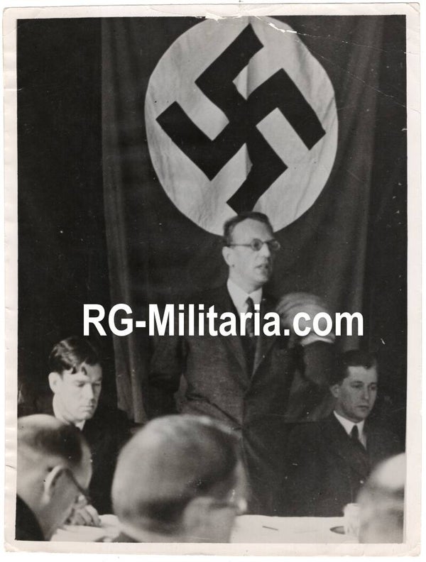 Original WW2 German Photo - Innenminister Arthur Seyss-Inquart speaking in Graz, Austria Anschluss (1938)