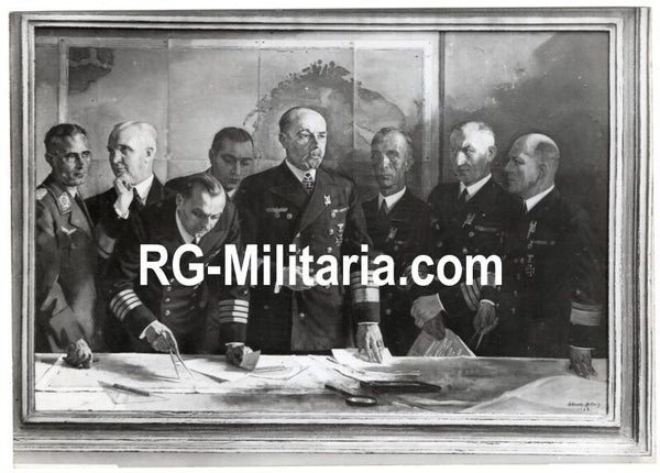 Original WW2 German Press Photo - Painting Die Lagebesprechung, Hans Schwarte-Hellweg, Grosse Deutsche Kunstausstellung, Haus der Deutschen Kunst, Munchen, Munich (1942)