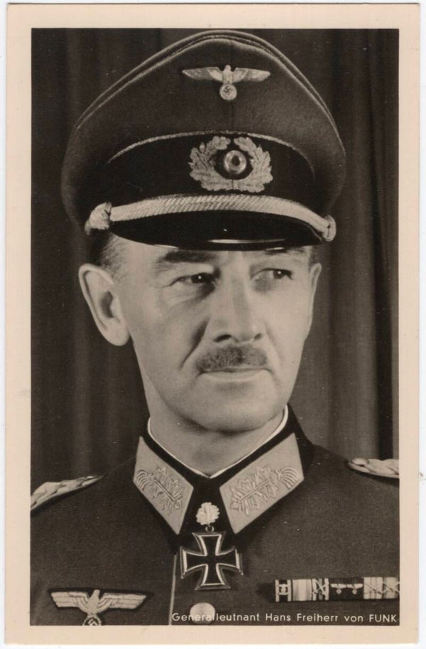 Original WW2 German Postcard - Ritterkreuz, Knights Cross wearer Generalleutnant Hans Freiherr von Funk