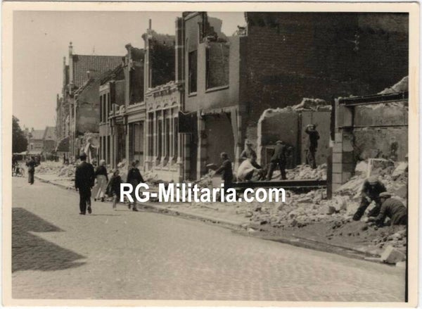 Original WW2 German Photo - Destroyed street in Roosendaal, Holland, May (1940)