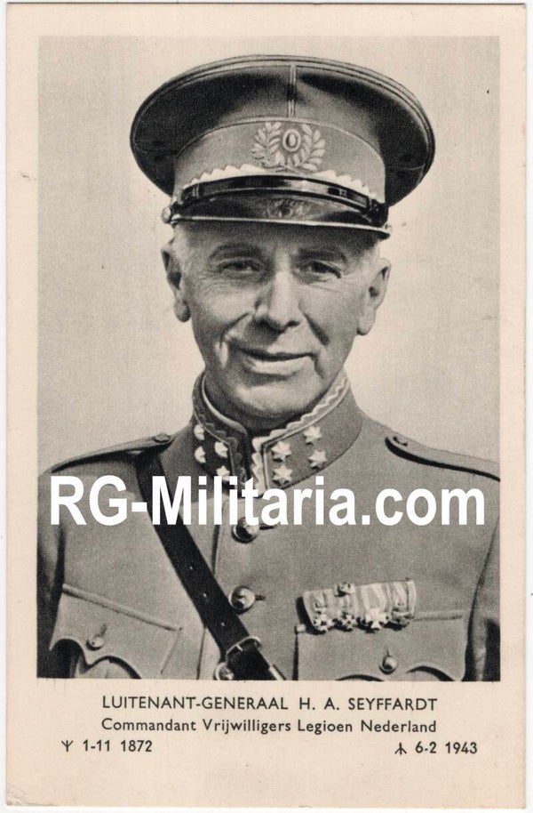 Original WW2 Dutch Waffen SS Postcard - Rememberance card of the Vrijwillgers Legioen Nederland leader Hendrik Seyffardt (1943)