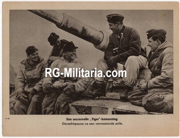 Original WW2 Dutch Bilderdienst Press Photo - Successful Tiger Tank crew by Ritterkreuzträger, Knight's Cross wearer Willy Jähde, Schwere Panzer-Abteilung 502 (1944)