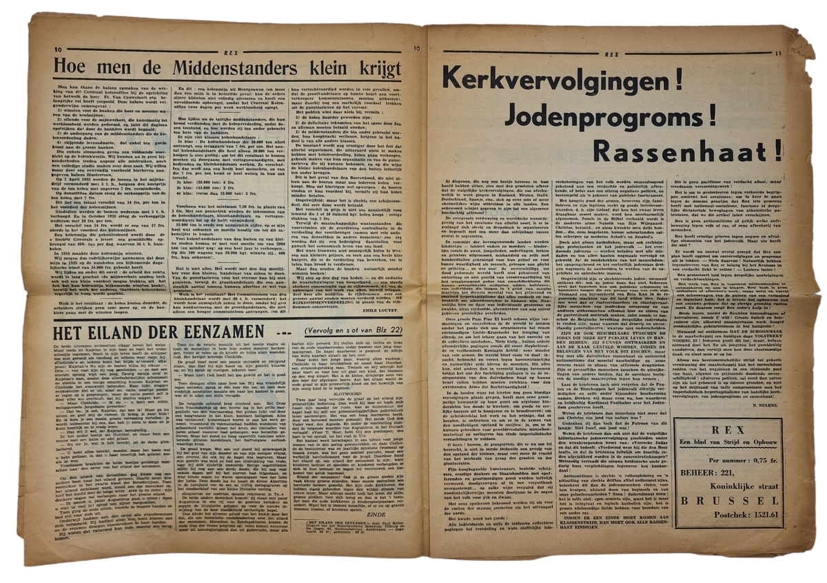Original WW2 Flemish Collaboration REX Newspaper - REX voor Vlaanderen ...