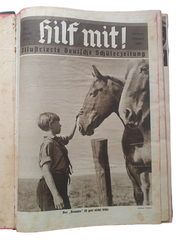 Original WW2 German Magazine - HJ Hitler Jugend Hilf Mit! Bound year (1935 -1936)