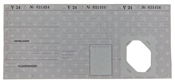 Original WW2 Dutch Document - Unused Persoonsbewijs Vlaardingen