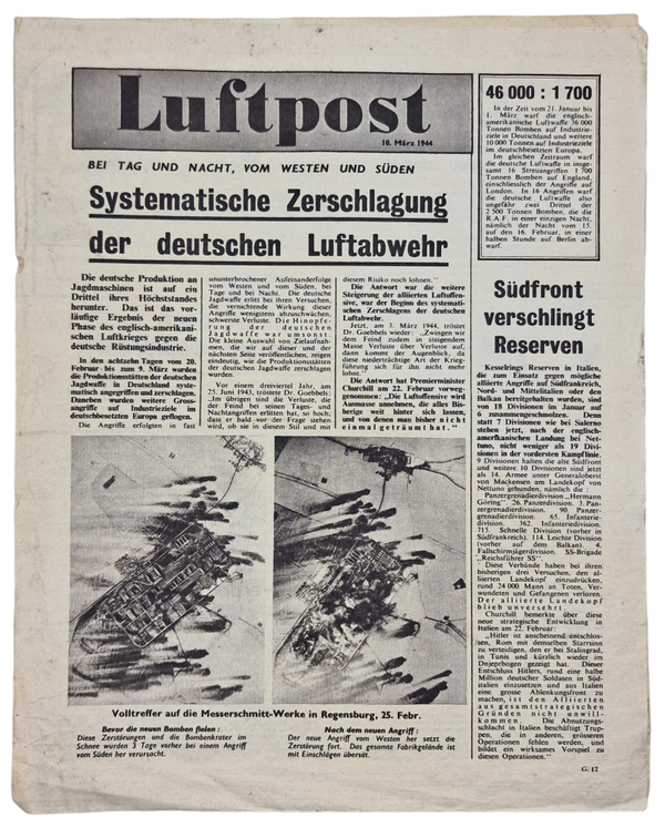 Original WW2 British Leaflet - G 12 Luftpost 21 März (1944)