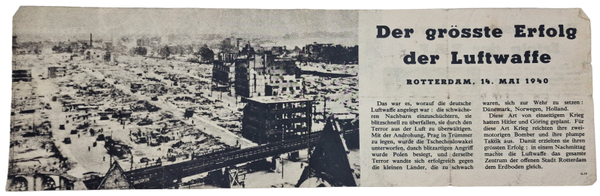 Original WW2 British Leaflet - G 19 Der grösste Erfgolg der Luftwaffe, Rotterdam (1943)
